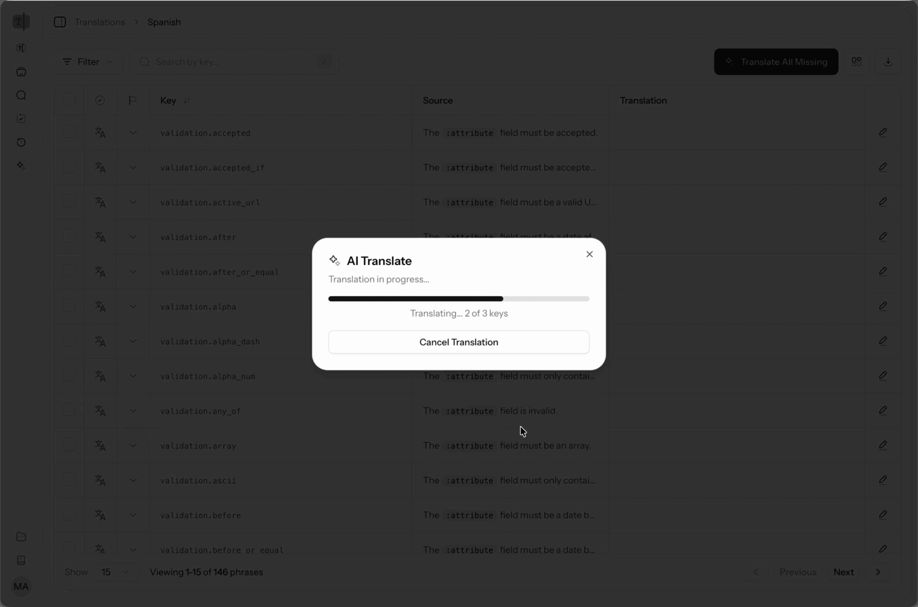 Batch Translation Progress