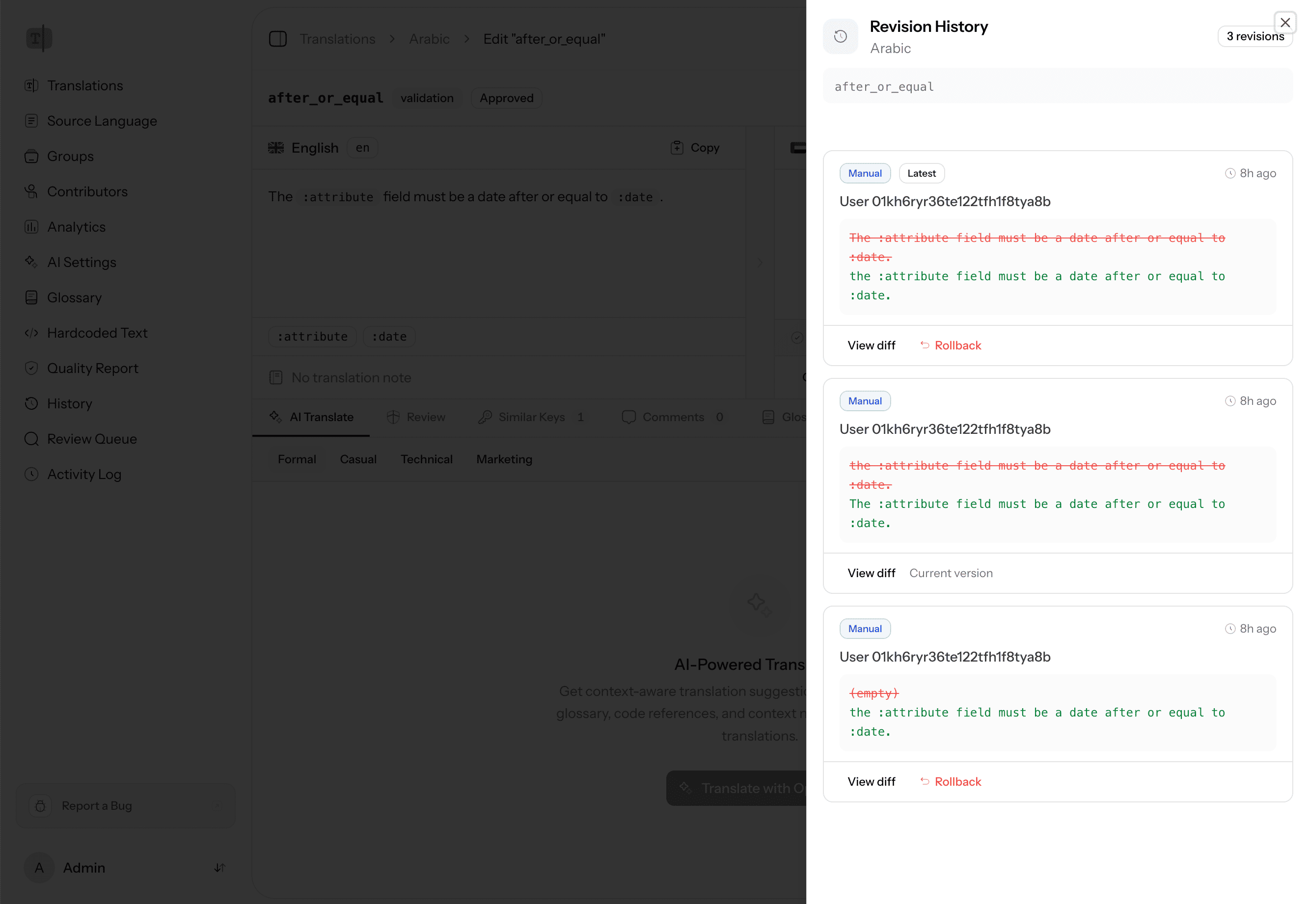 Translations Pro Revision History
